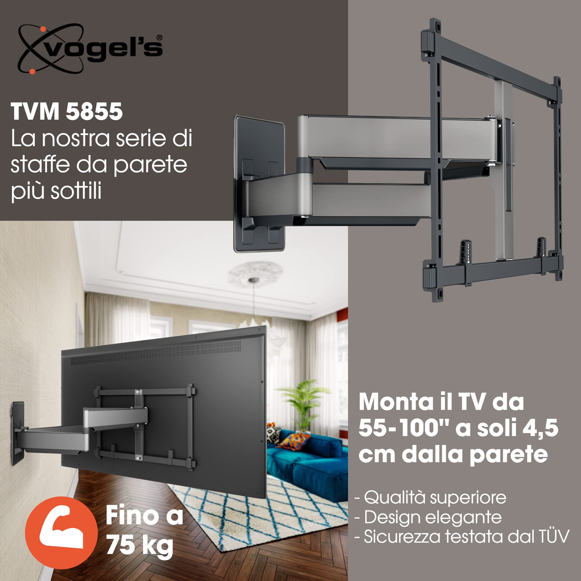 Supporto Parete TV Vogel's Elite 5855 Ultra Forte - Dettaglio