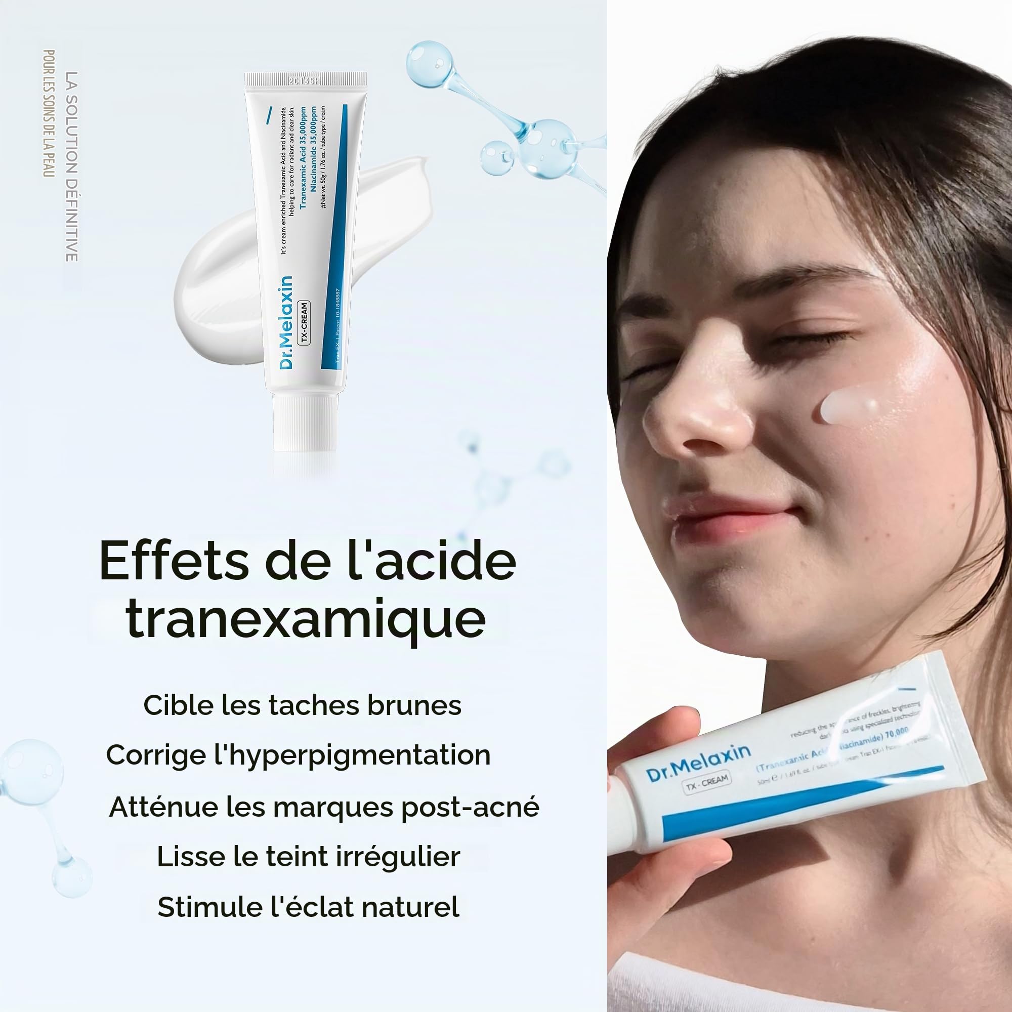 Dr.Melaxin Crème À L'Acide Tranexamique Tx, Soin Coréen Pour Le Teint, 50 Ml (1,69 Fl Oz), Blanche.