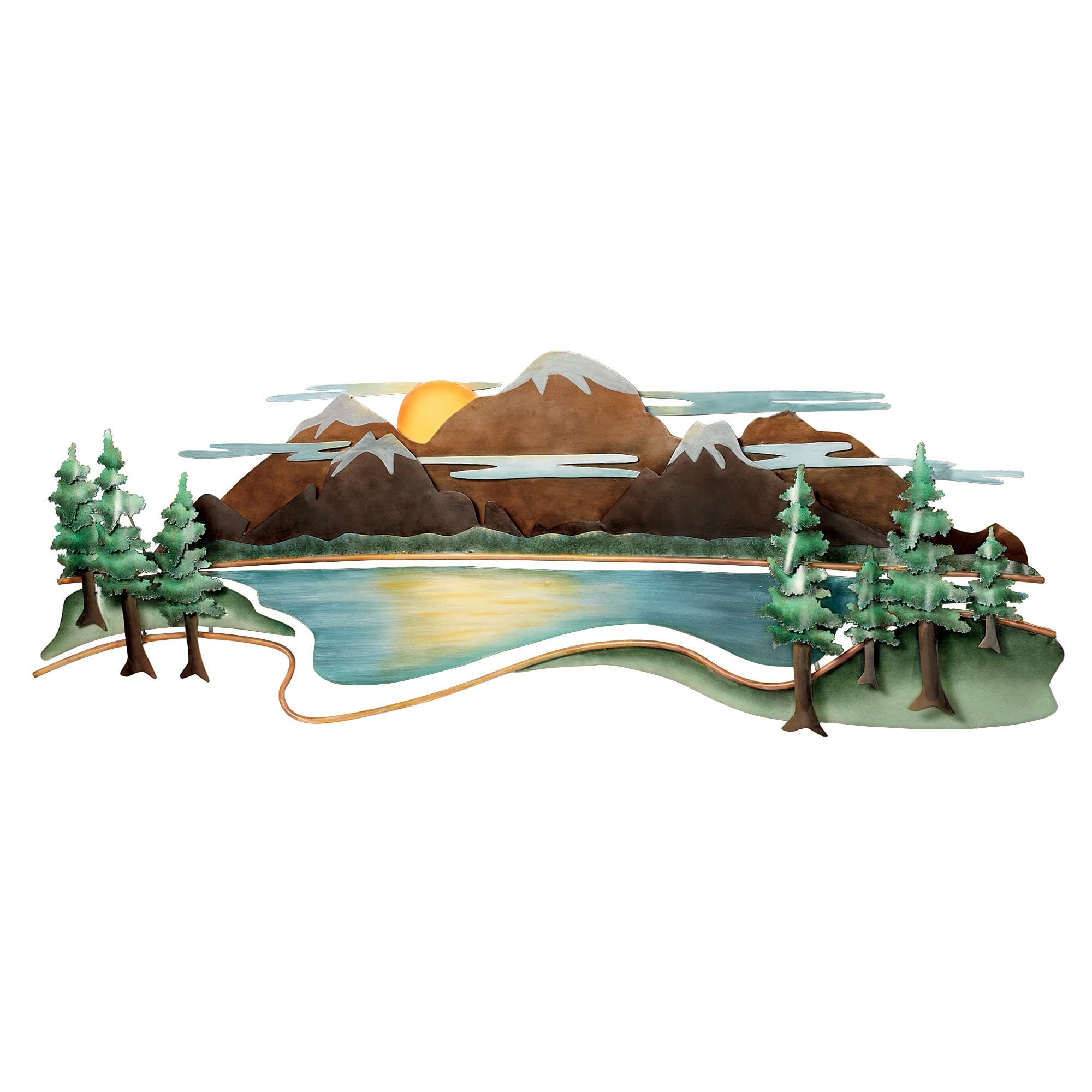 Touch of Class Moutain View Metal Wall Sculpture Multi Earth - Made of Steel - Metallic Art Decor for Bedroom, Living Room, Office, Lodge - Large