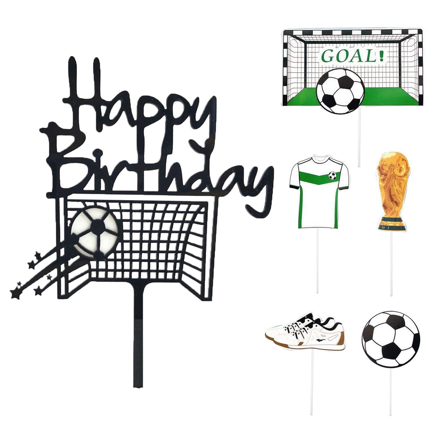 FFDHWU 1 Piece Happy Birthday Football Insert, With Set Of 5 Football Series Inserts, Fan Birthday Decoration, Birthday Cake Decoration, Dessert Decoration