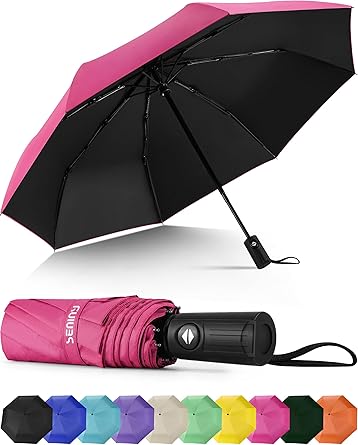 Photo 1 of  Seniny Windproof Travel Umbrella, Automatic Umbrellas for Rain, Portable & Compact Umbrellas for Backpack, Strong UV for Protection, Folding Small Sun Umbrella for Car, Walking 