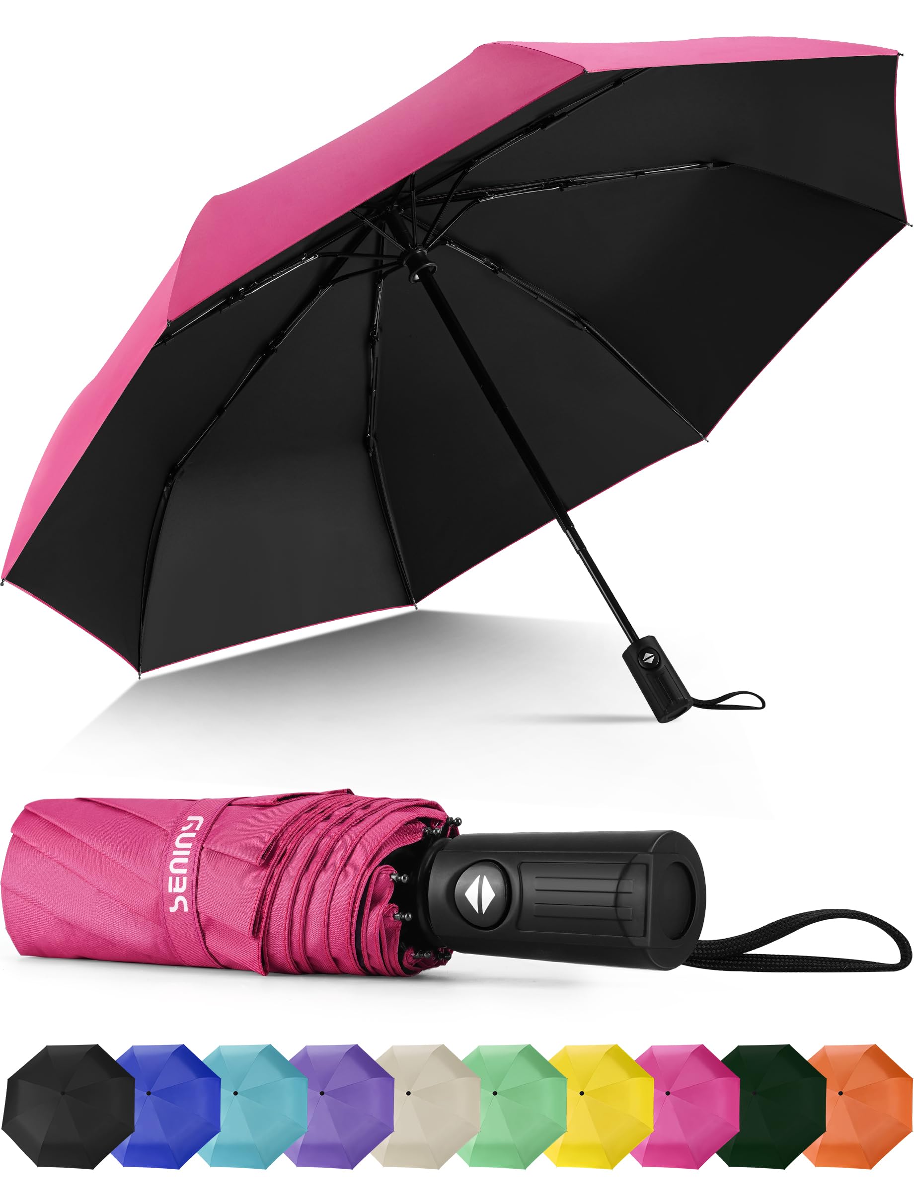 Windproof Travel Umbrella, Automatic Umbrellas for Rain, Portable & Compact Umbrellas for Backpack, Strong UV for Protection, Folding Small Sun Umbrella for Car, Walking