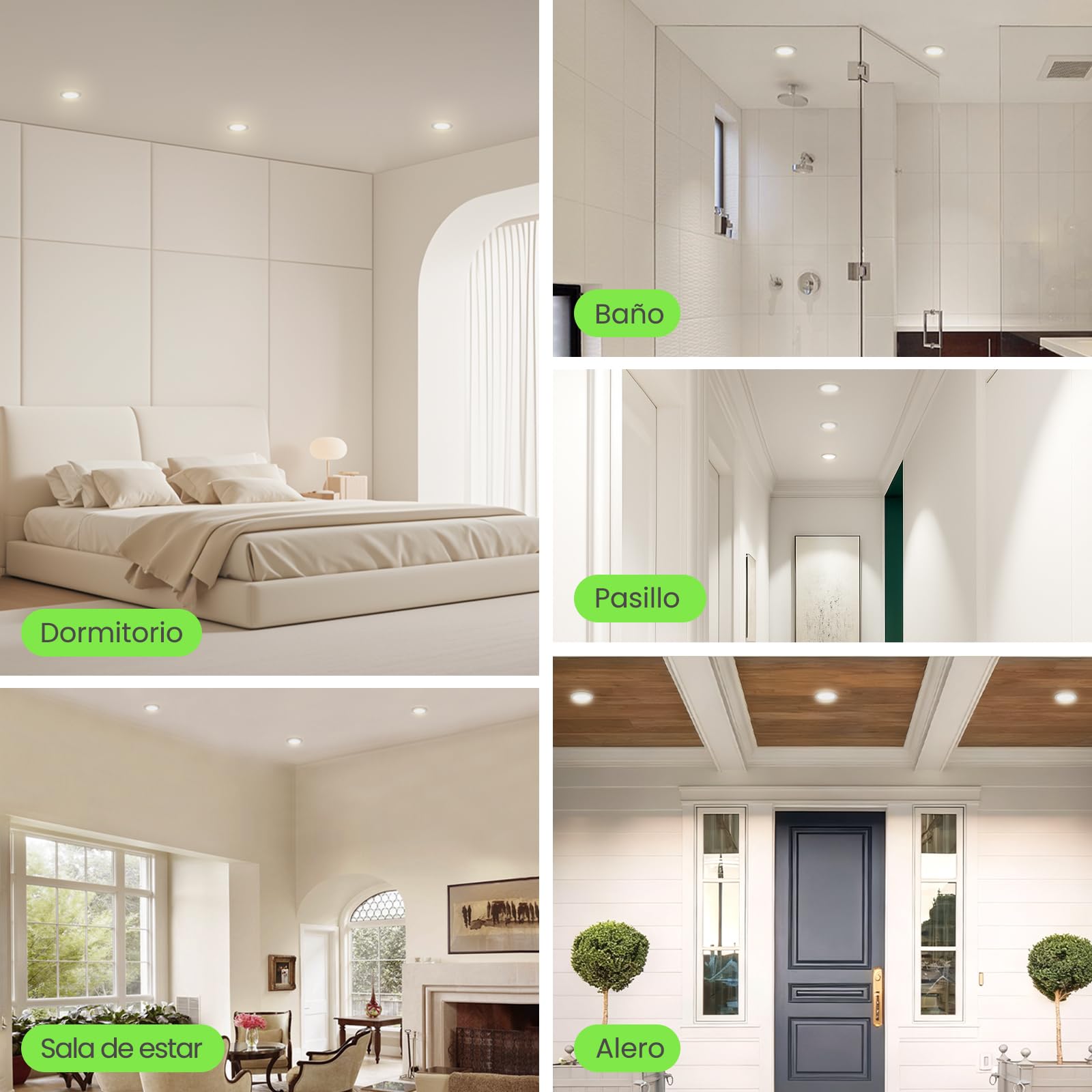 ALUSSO LIGHTING Focos Led Interior Techo,7W 550LM downlight led techo empotrable,3CCT 3000K 4000K 6500K, IP44 Corte 90-100mm, Foco Empotrable Led Techo Para baño,dormitorio,Níquel,12 Pack