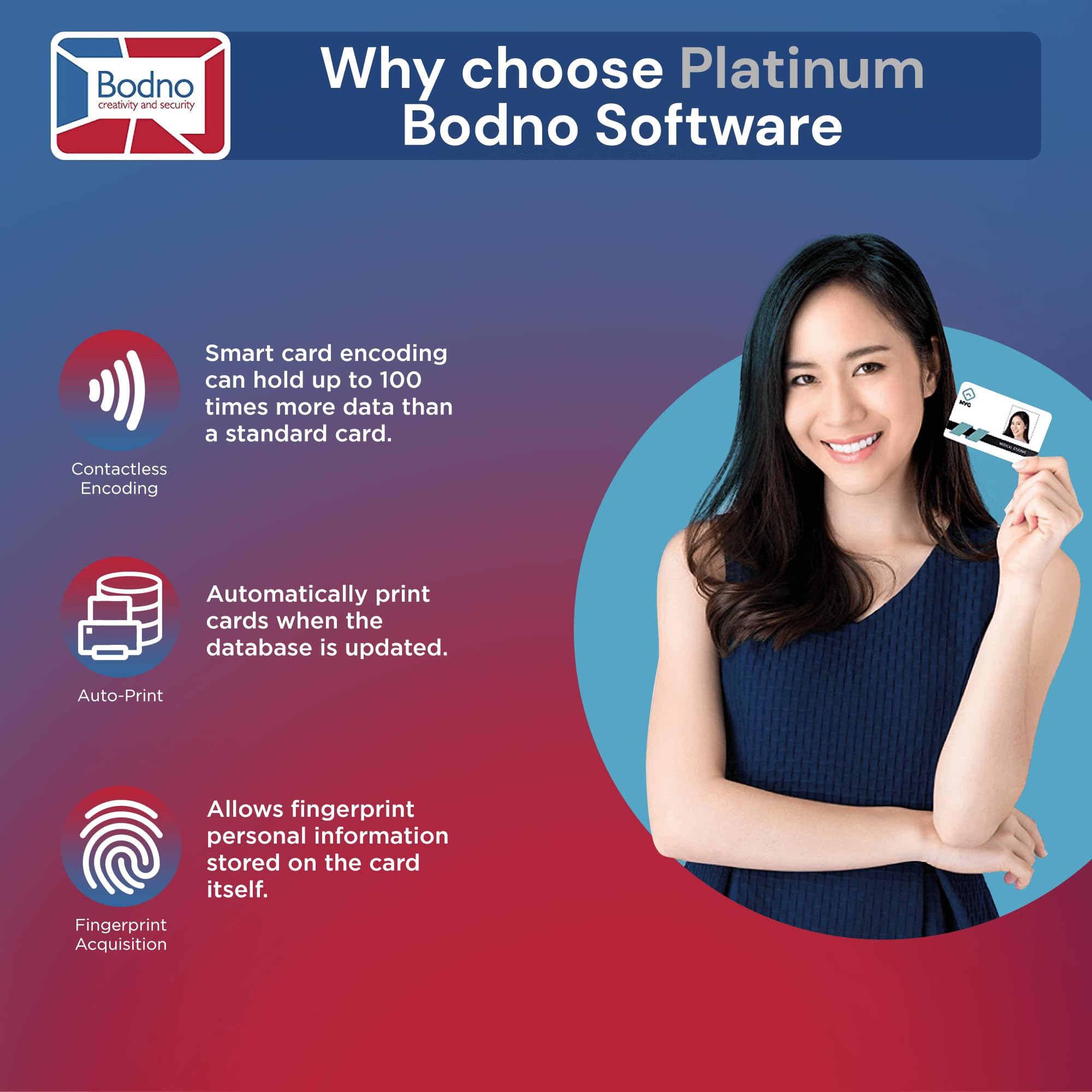 Bodno Programa de Software tarjeta de identificación para PC y Mac - Diseño e impresión de fotos con tarjetas de identificación y tarjetas de regalo/Fidelidad Platinum Edition