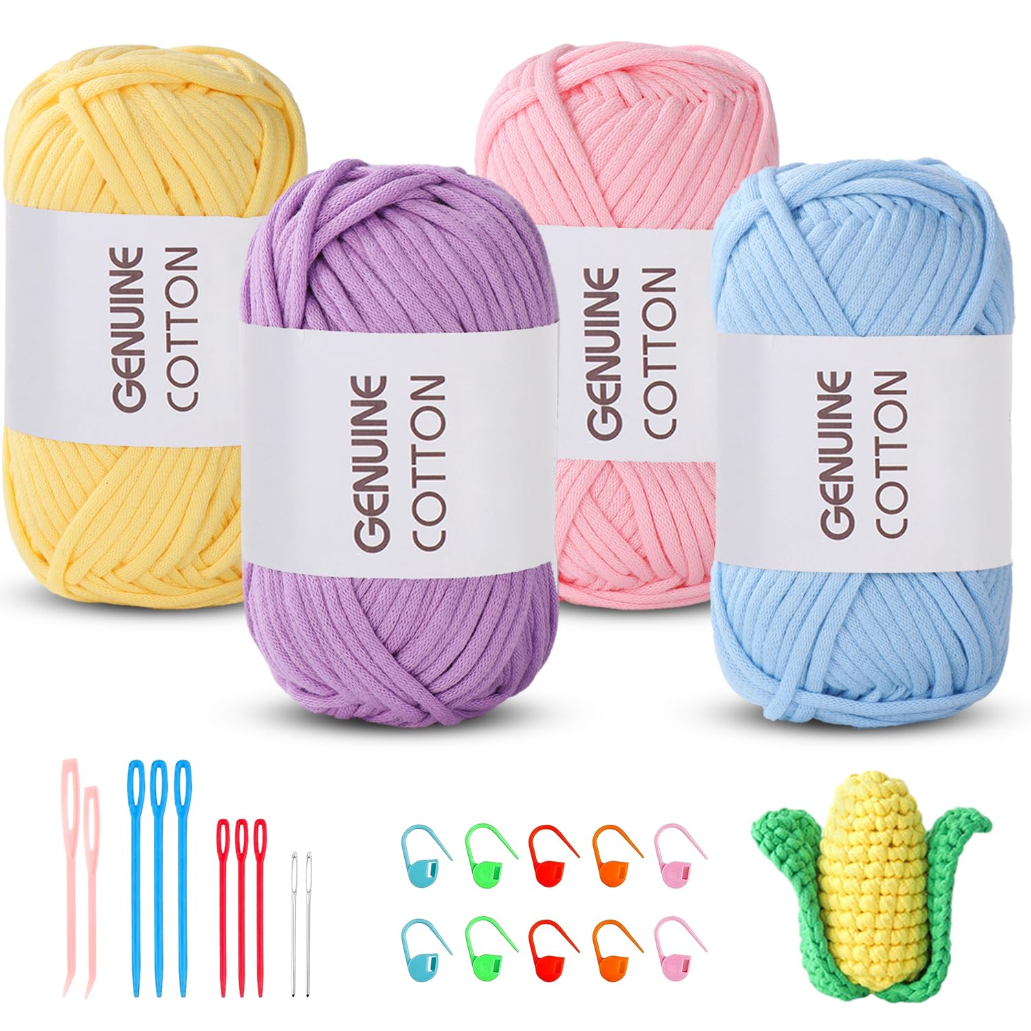Maxee 5X50g Dickes Garn Baumwolle zum Häkeln, Chunky Häkelgarn für Anfänger, Kein Geteiltes Häkeln Amigurumi Wolle, Klobiges Baumwollgarn Einfaches Strickgarn zum Häkeln Stricke