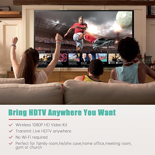 Miniatura 3 de Mirabox Transmisor HDMI inalámbrico y extensor de receptor 1x4-656.2 ft (656 pies) 5.8GHz 1080P 60Hz Kit de extensor de audio y video con bucle IR y