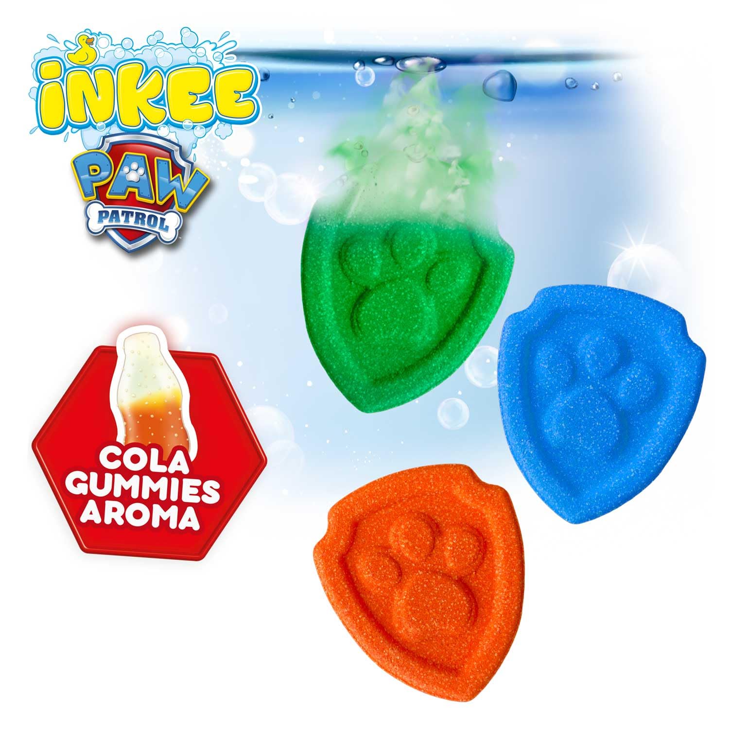 INKEE Set de 10 Mini Pack Paw Patrol, Bomba Da Bagno Per Bambini Con Forme Di Paw Patrol, Cola, Divertimento Garantito (10 x 3 Bombas)