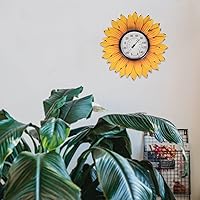 Vista 7 de Termómetros de exterior para patio, termómetro al aire libre, termómetro de pared, termómetro de girasol para patio, pared o decoración, no requiere
