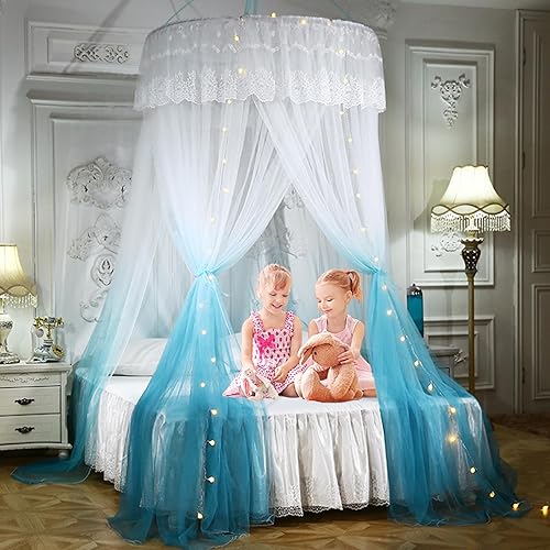 Tienda de campaña de mosquitera princesa, cortina de toldo de cama fácil de instalar, toldo decorativo, cortina de cama de encaje de princesa con