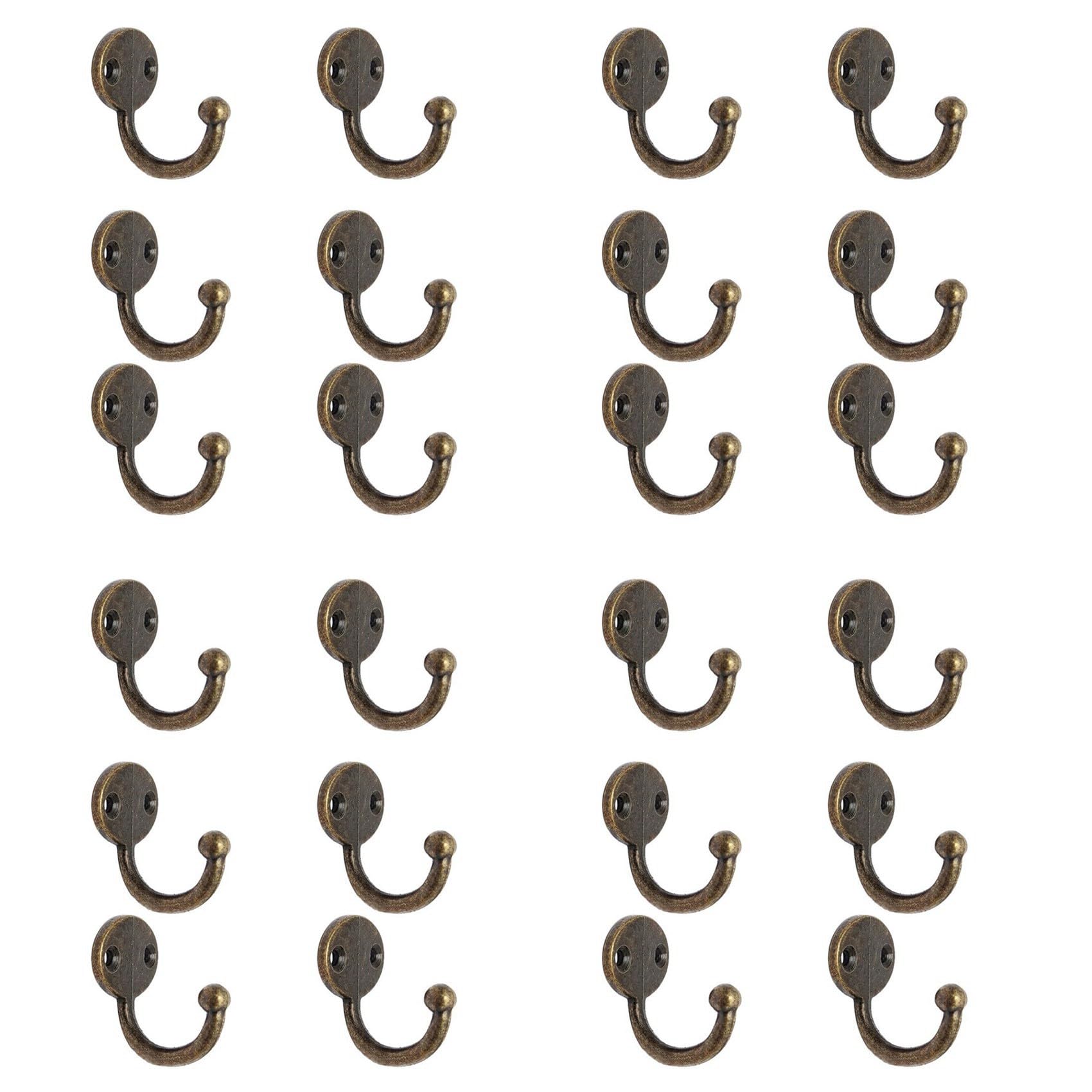 Vjsujehgy Lot 24pcs Retro Coat Hat Hook Door Wall Hanger Alloy 35 X 30mm -Bronze