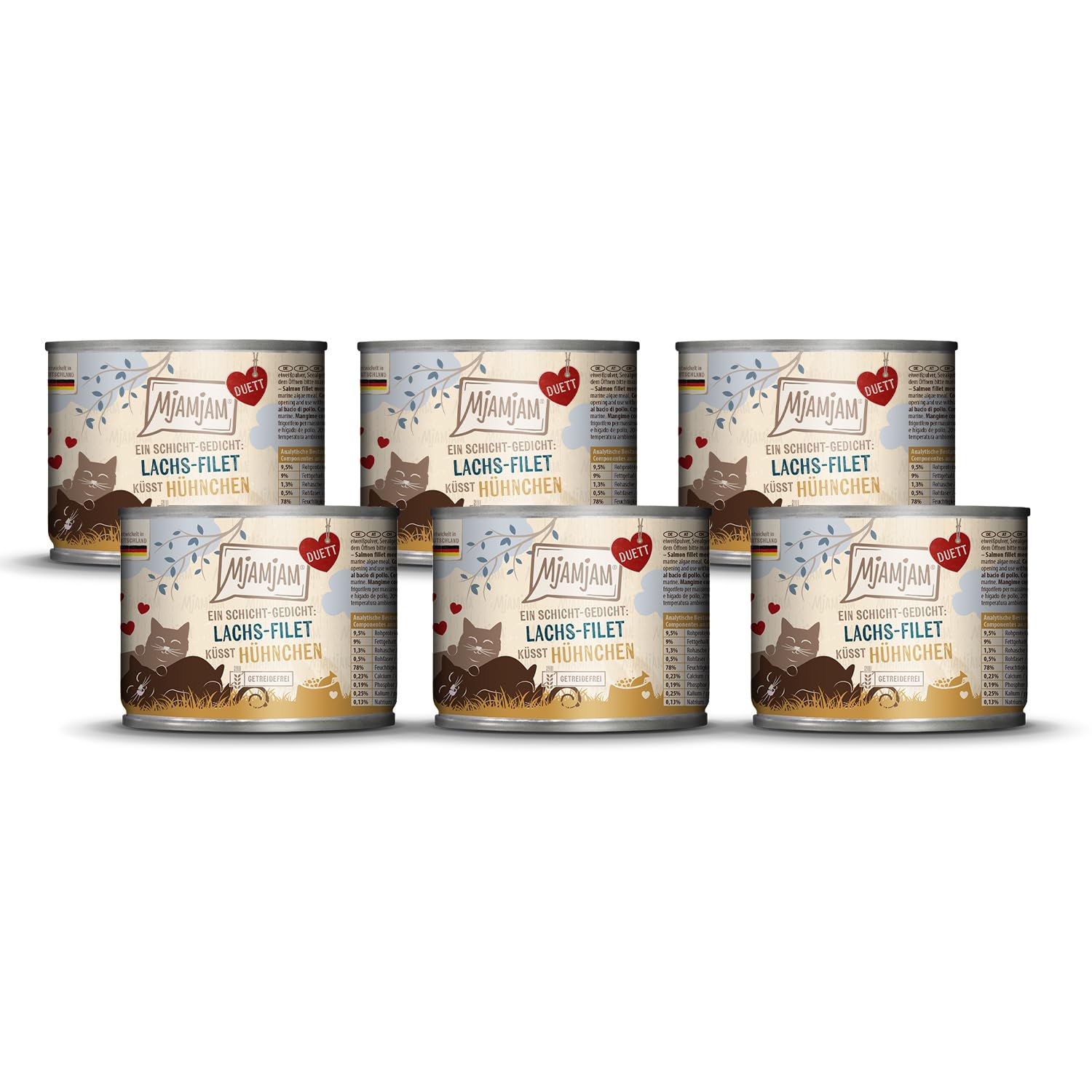 MjAMjAM - Premium wet food for cats - Duett - salmon fillet kisses chicken, 6 pack (6x190g), grain-free