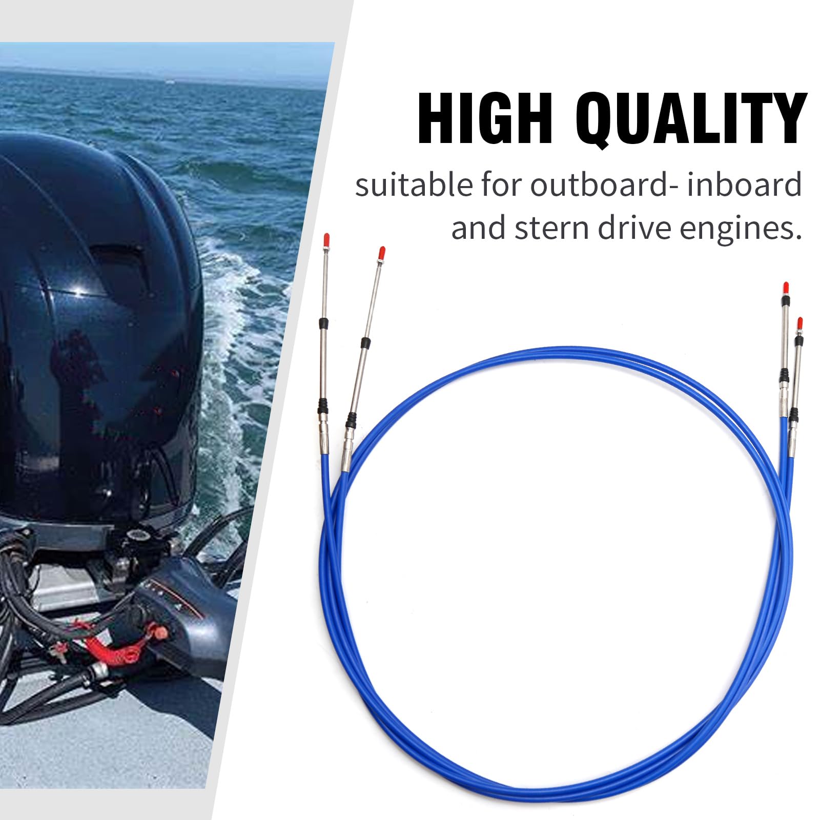 MotorVgParts 12FT Throttle Shift Cable – Set Of 2 For Yamaha Outboard & Inboard