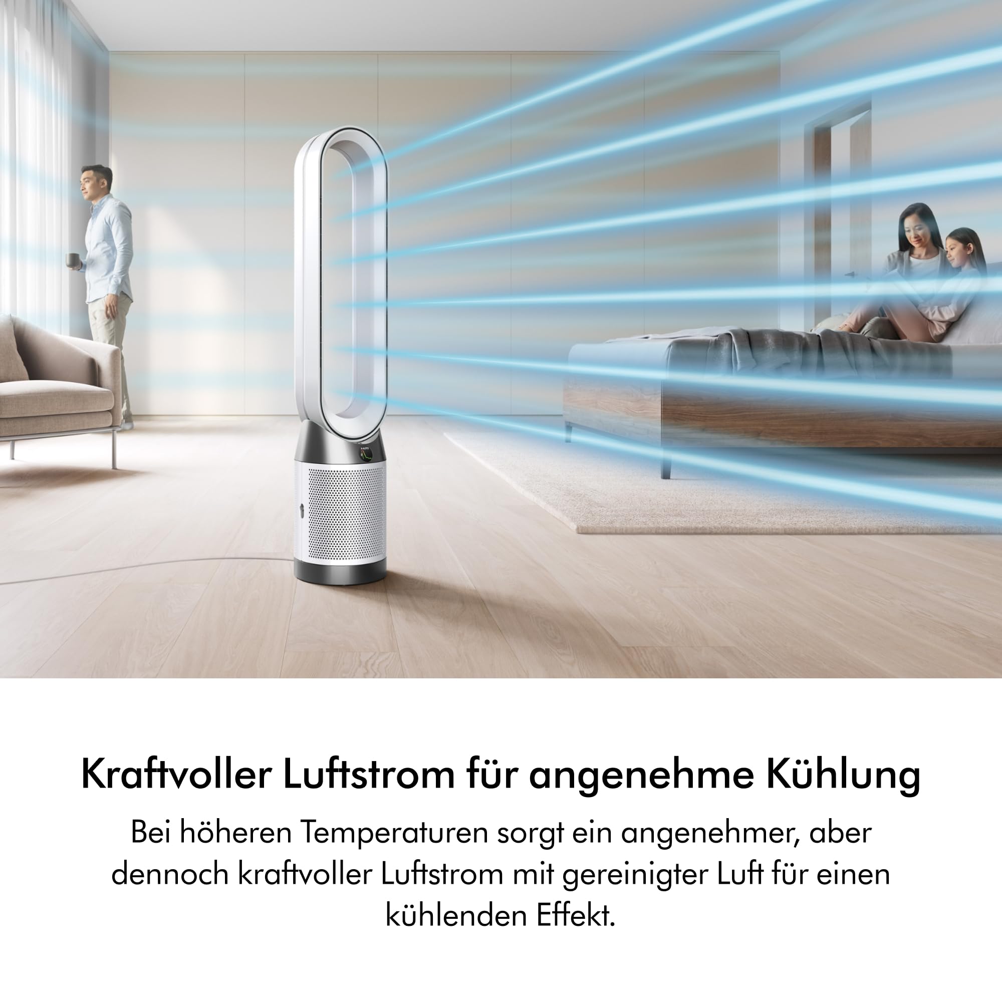 Dyson Purifier Cool™ PC1 Turmventilator Luftreiniger mit HEPA‑H13‑Filter – Leistungsstarke Kühlung & Luftreinigung für Räume bis 23qm, Steuerung über App‑ & Fernbedienung, 350° Rotation (Weiß)