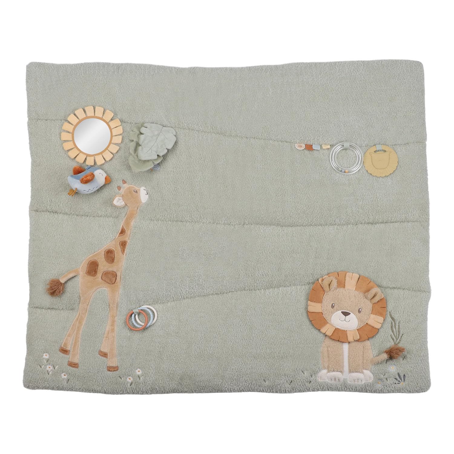Little Dutch Activity Krabbeldecke Safari Friends Spieldecke (85x100 cm) für Babys ab der Geburt Matte Unisex grün