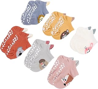 Toddmomy 6 Pares De Meias De Bebê Meias De Aderência Para Desenhos Animados Meias Recém-Nascidas Para Meninos Meias Infantis Meias Antiderrapantes Para Recém-Nascidos Meias Acolchoadas