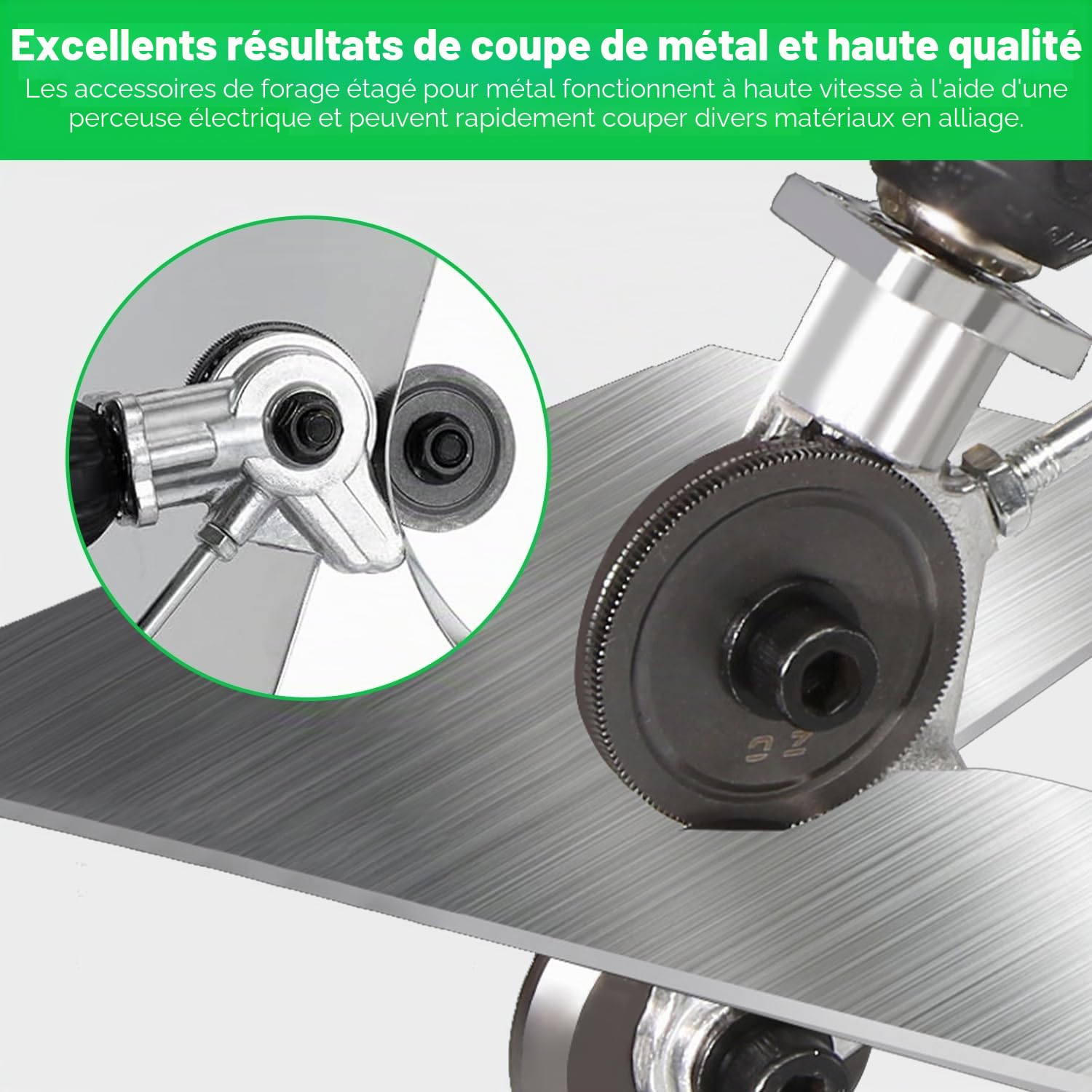 Grignoteuse de Tôle, Cisaille à Tôle Électrique Accessoire de Perceuse Grignoteuse en Métal Grignoteuse de Tôle pour couper des plaques de métal(perceuse non incluse)