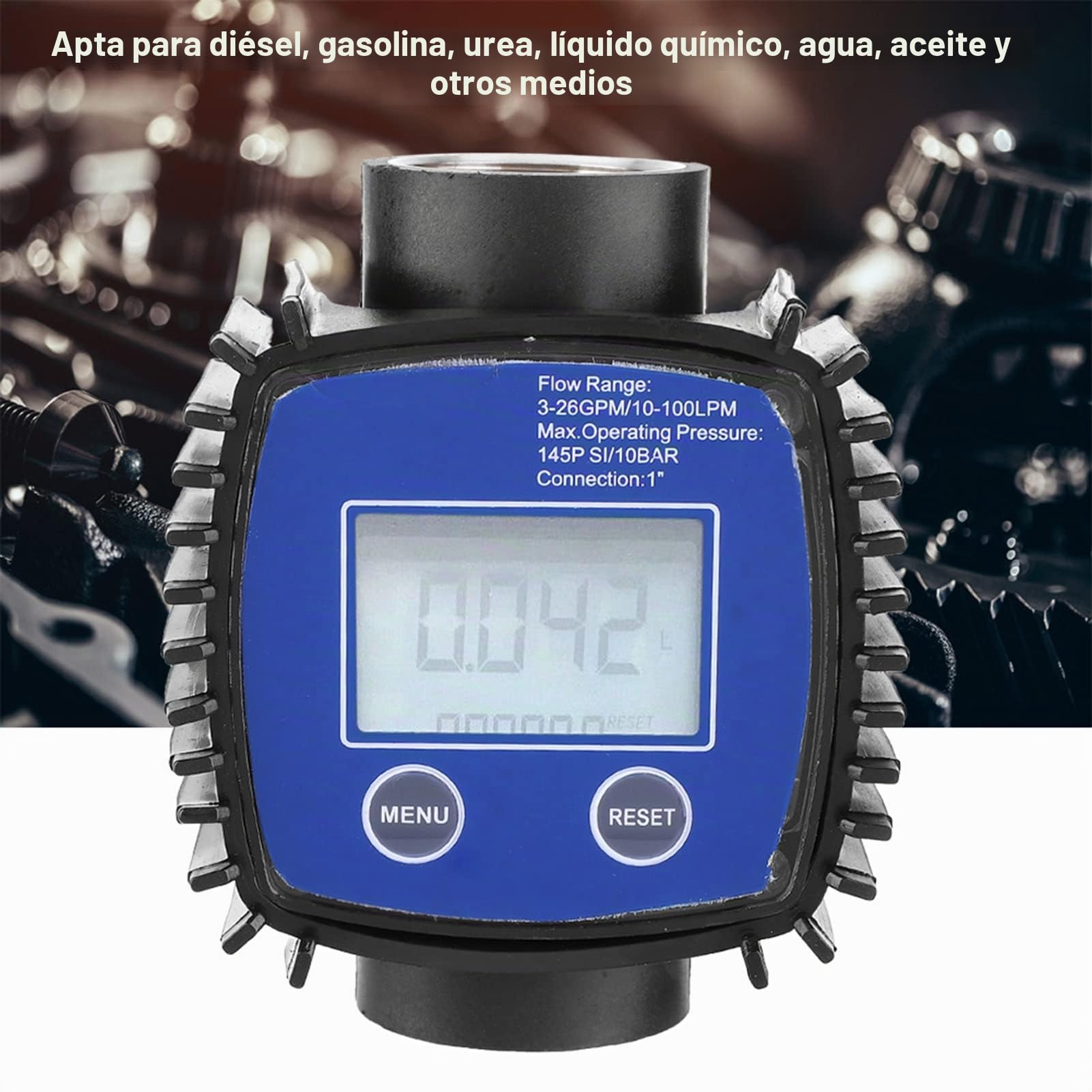 Tyenaza Sensores de Caudal, Caudalímetro Digital para Turbinas Rosca Interna de 1", Contador de Medidor de Flujo Digital de Alta Precisión, con Pantalla LCD Digital, para Diésel Gasolina Agua Aceite