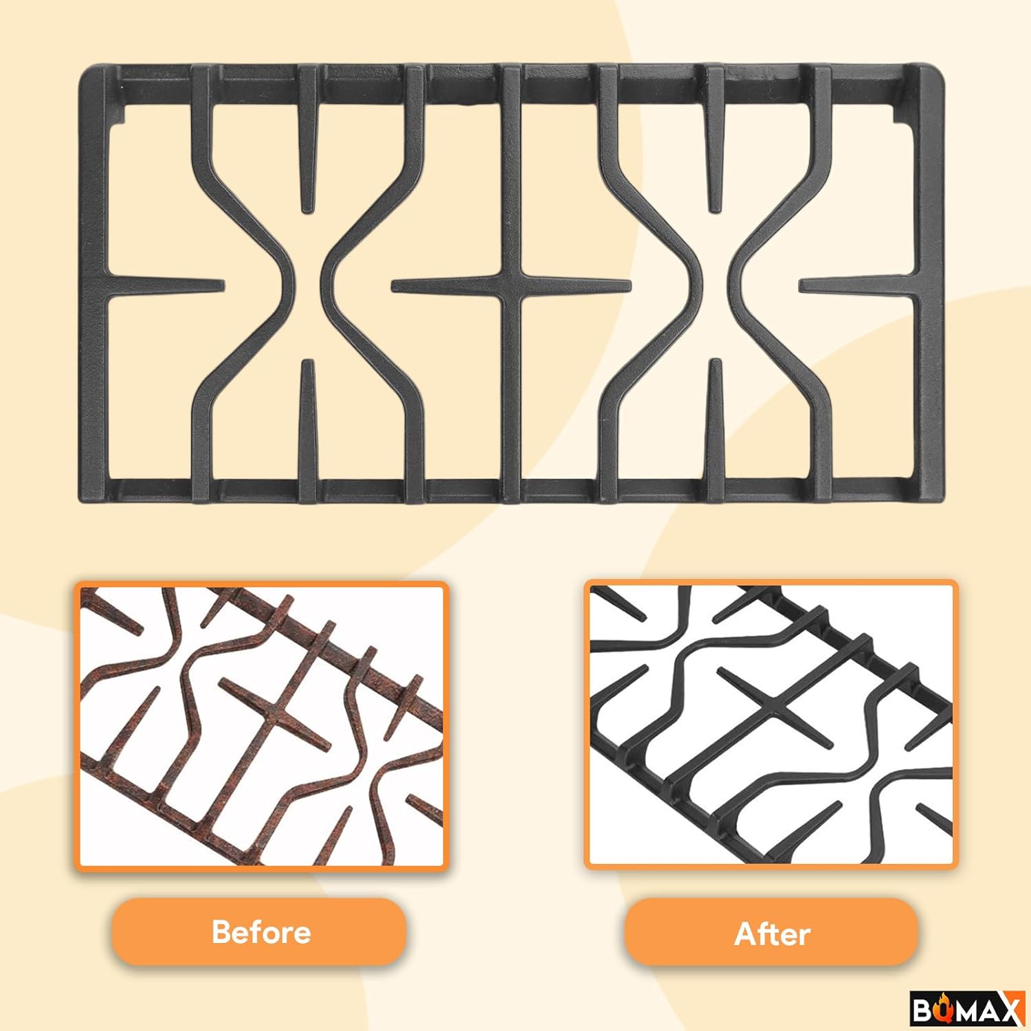 WB31X27151 Stove Grate Replacement Parts For GE Burner Grate, for GE Gas Stove Burner Replacement, WB31X24736 Cast Iron Stove for GE Gas Stove Parts Surface Burner Side Grate, 1 Packs