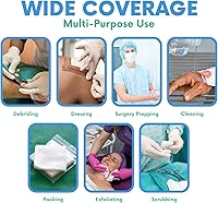 Vista 6 de HEALQU Almohadillas de gasa de 2 x 2 pulgadas, paquete de 200 esponjas no tejidas de 4 capas, no estériles, esponjas dentales y quirúrgicas