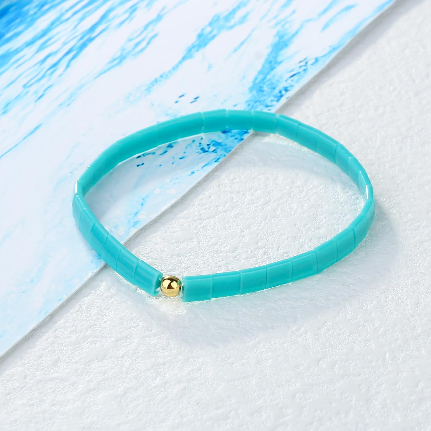 KELITCH Stretch Bracelets Colorful Stackable Tila Bead Bracelets Women Friendship Bracelets Bohemian Jewelry