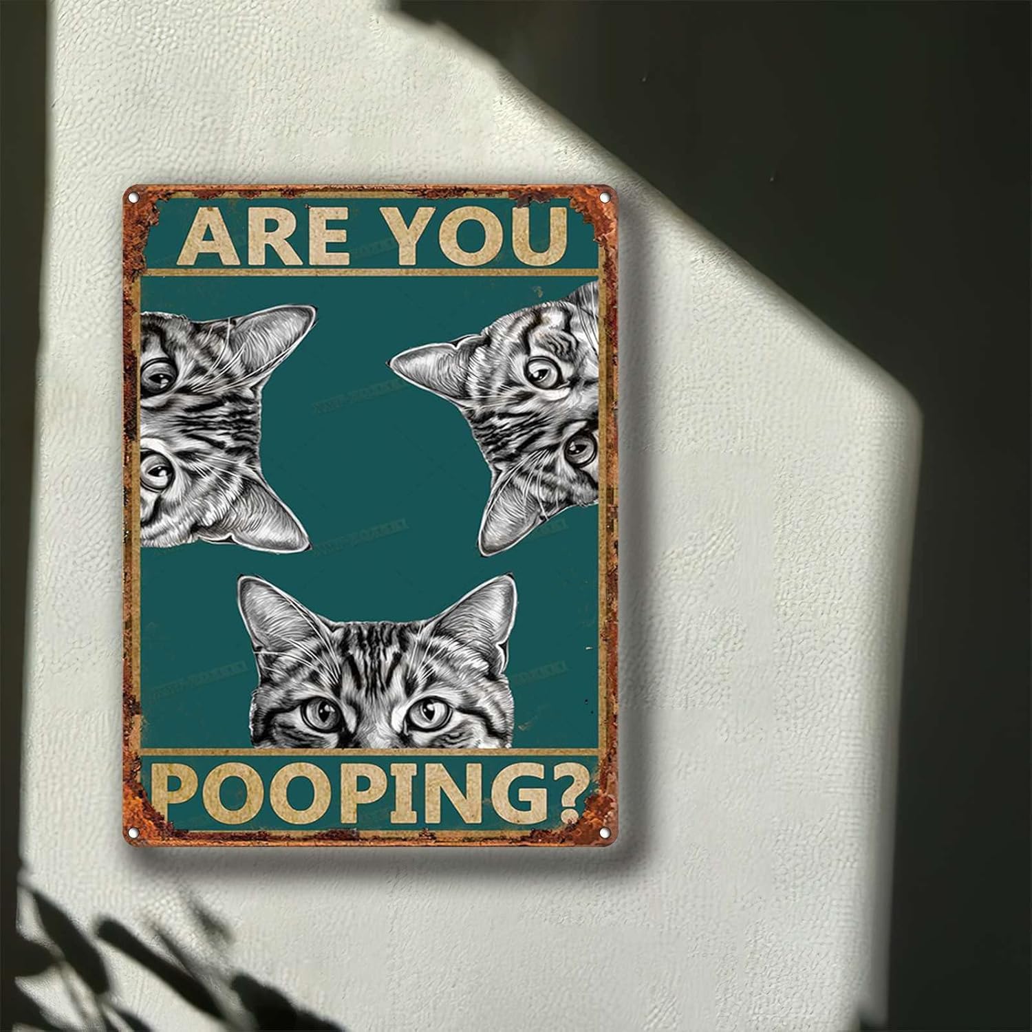 TSEZLOJH Tin Plaque Tin Sign Vintage Cats are You Pooping Signs Bathroom Wall Toilet Decor,Funny Kitty Cat,Cats Lover Gift,Funny Cat for Home Gate Garden Bars Restaurants 12x16inch-Tin Painting