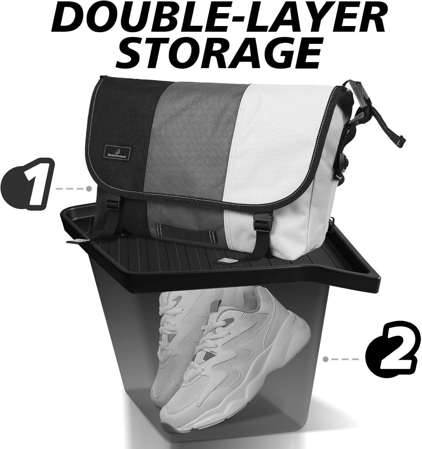 BestEvMod for 2026+ Tesla New Model Y Juniper 2PCS Rear Trunk Storage Bins with Lids Rear Cargo Garbage Bins Waterproof Side Storage Box TPE Interior Accessories Custom Fit