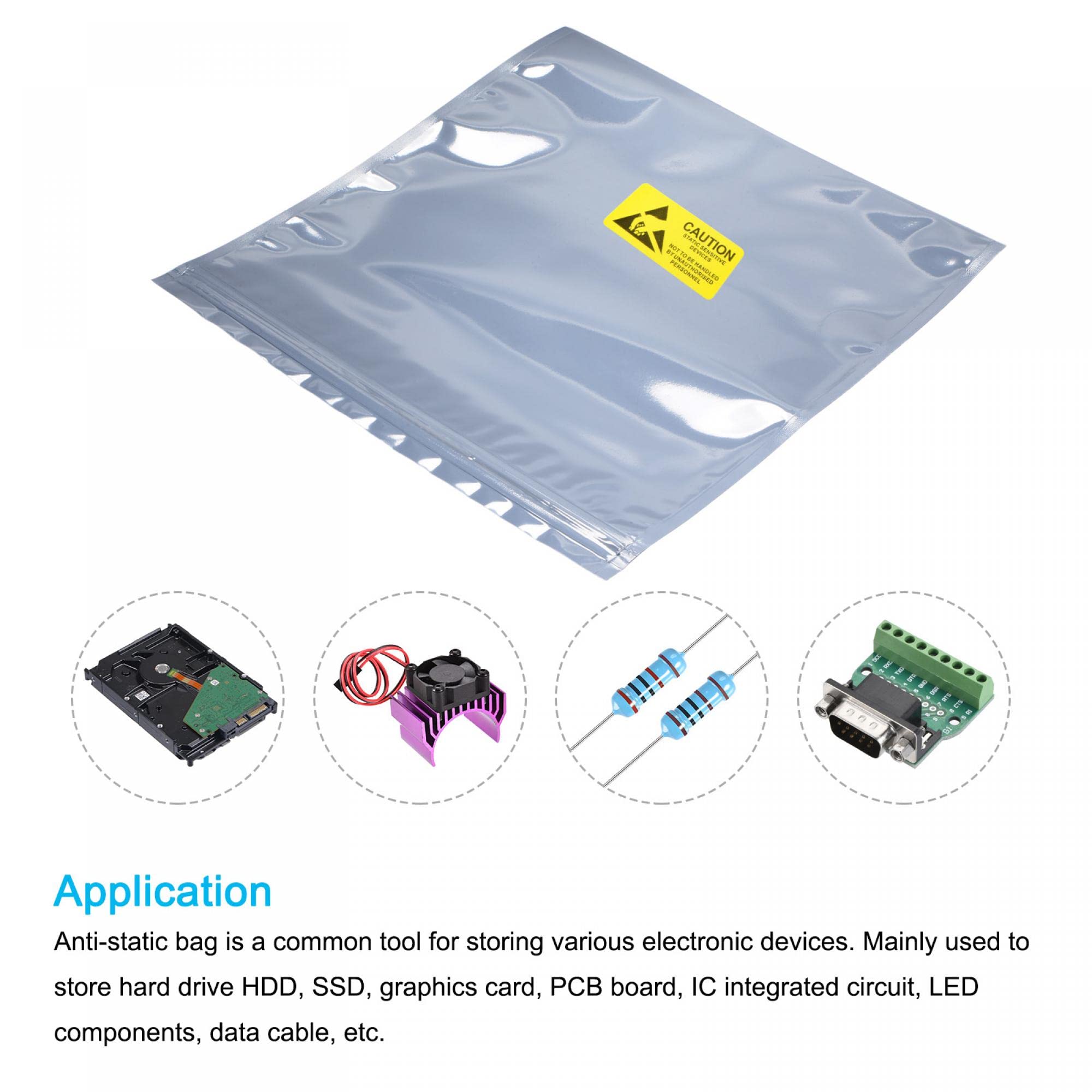 Sac A Dos Tactique Sourcing Map Antistatique Sacs Blindage Sac 20pcs 21x23cm Refermable Avec Étiquettes Pour Dur Empreinte HDD SSD Disque Dur Ssd M2