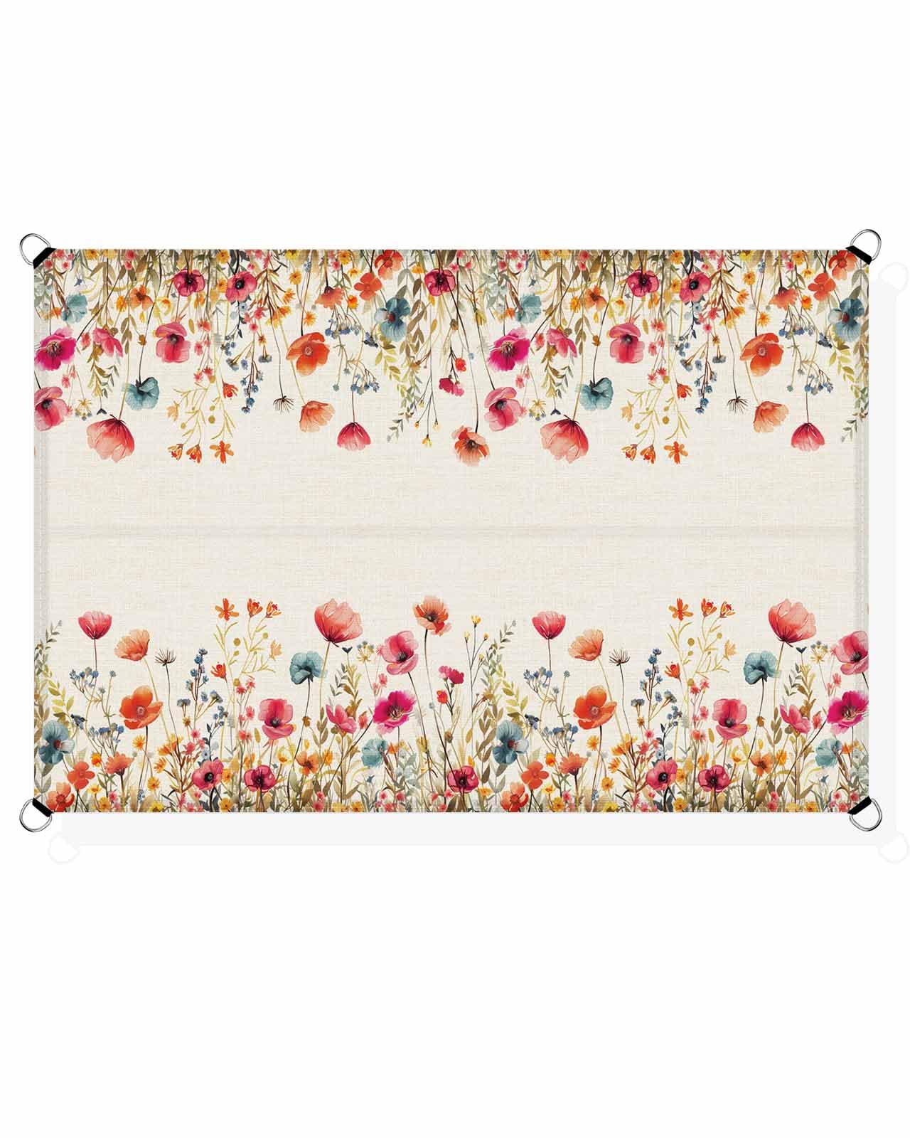 Red Floral Sun Sail Shades Rectangle Canopy,Sunlight Block Heavy Duty Curved Backyard Shade Cover,Waterproof Sun Shades for Patios Garden Outdoor,12'x16' Vintage Eucalyptus Botanical Leaves Farmhouse