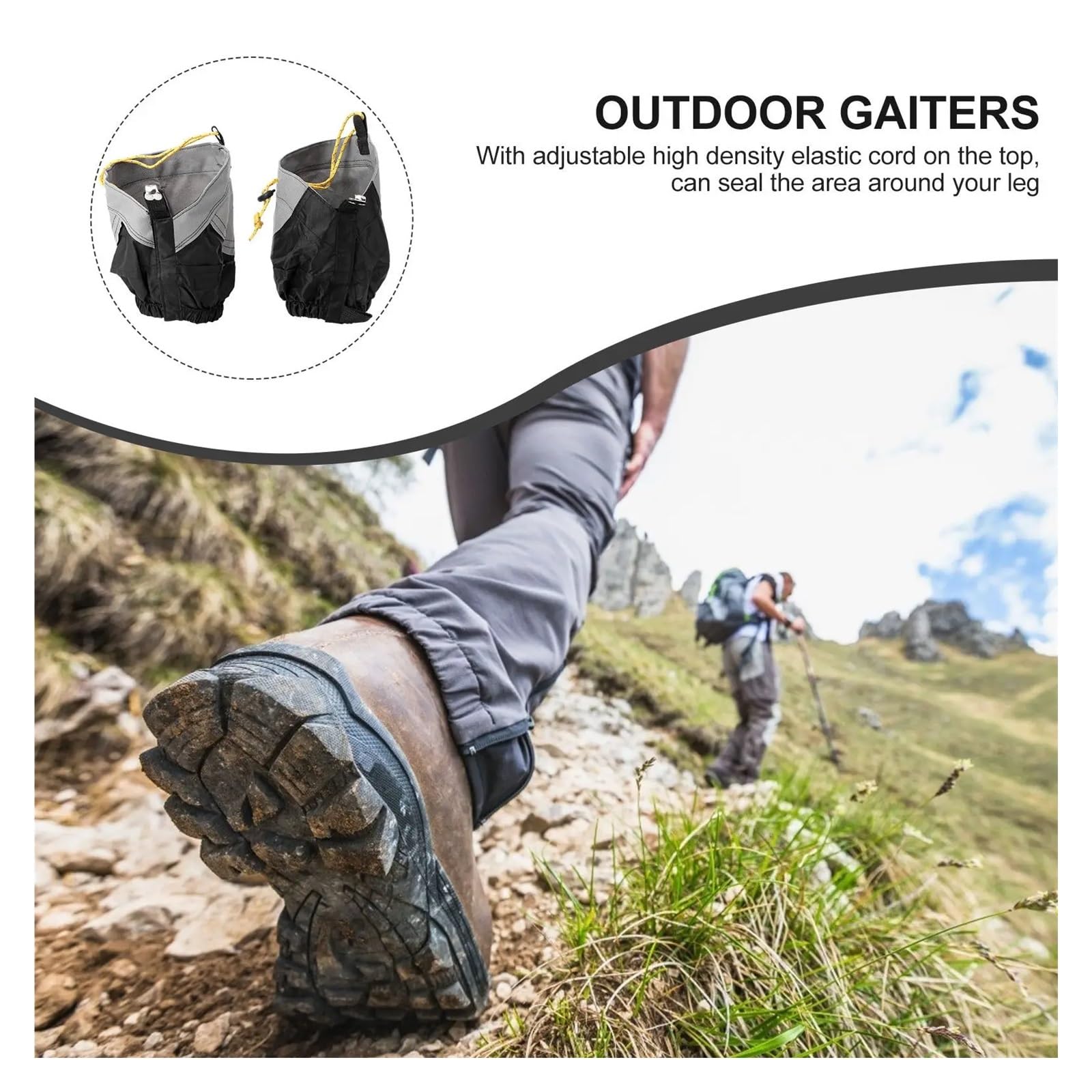 wasserdichte Gamaschen for den Außenbereich, leichtes Nylon, Schwarz, Wanderstiefel, Sand, Schlammschutz, verstellbare elastische Kordel for Radfahren