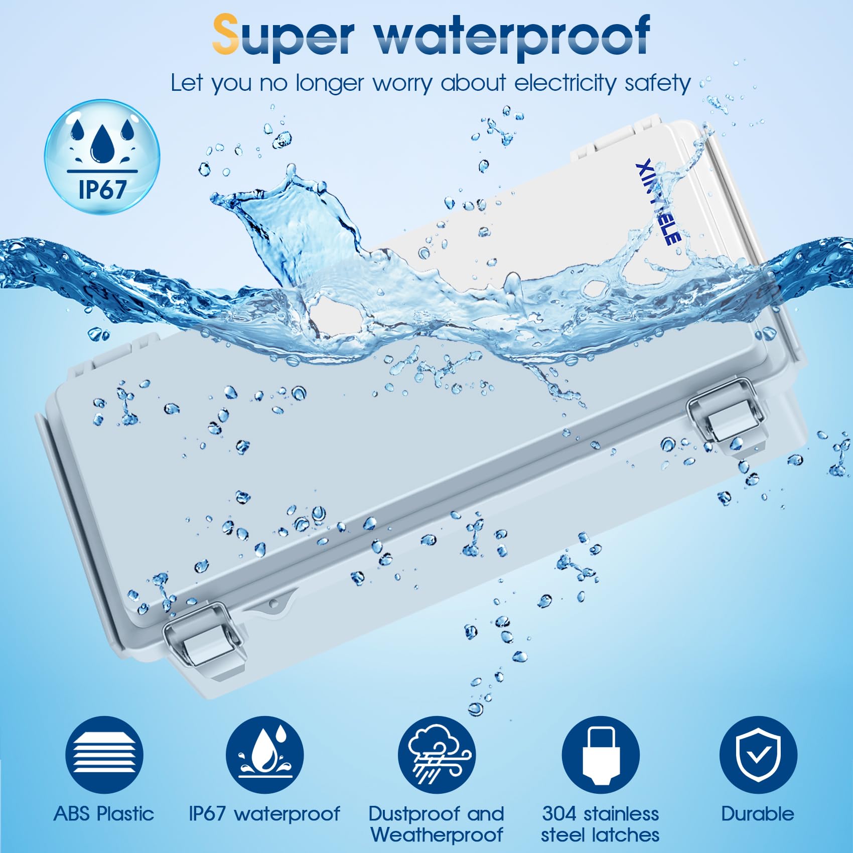 Wasserdichte Abzweigdose aus ABS-Kunststoff, IP67, wetterfest, staubdicht, mit Scharnierabdeckung, Montageplatte, Wandhalterungen für Stromprojekte (25,9 x 10,9 x 7,6 cm)