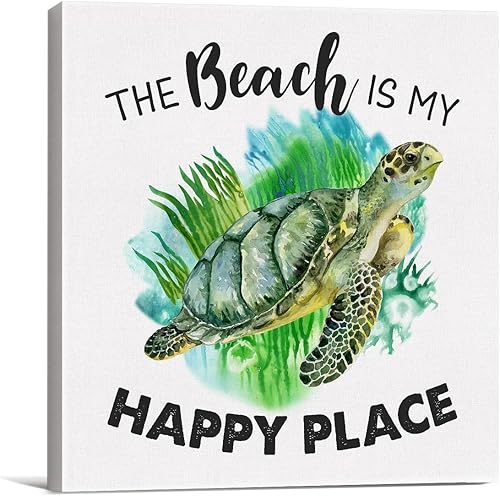 Lienzo impreso con diseño de tortuga marina de campo, decoración de pared, póster de vida en la playa, obras de arte enmarcadas, letreros de