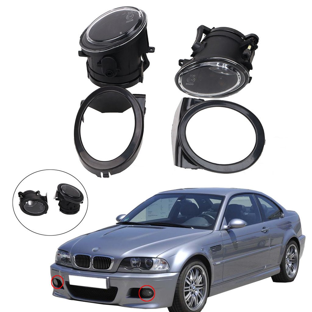 Jade przednie światło przeciwmgielne zderzaka + osłona pierścienia lampy do BMW E46 M3 2001-2006 631777894017 / 63177894018