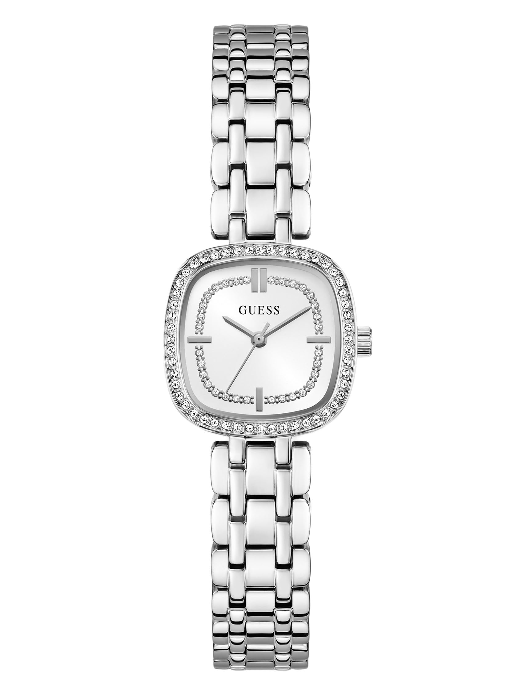 Guess Watches Unisex White/Silver Guess Men’s Hazel Dial Bracelet Watch Gw1018l1 | Acotis - Mineral Lens / Stainless Steel