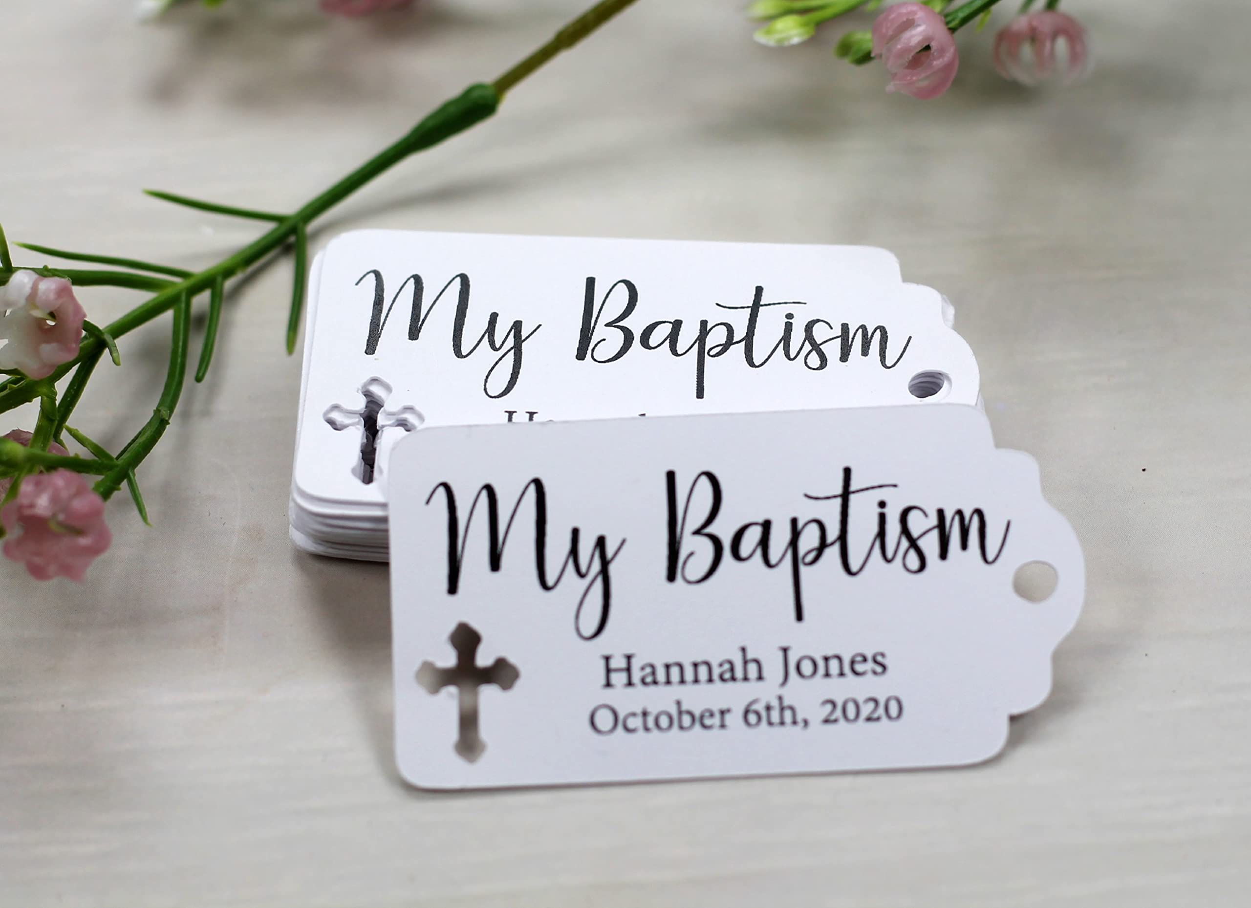 Small Personalized Baptism Favor Tags - My Baptism (Set of 20) (White)