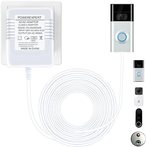 Transformador de 24 V para timbre de timbre de timbre de anillo C, termostato adaptador de cable, cable de alimentación de 24 V compatible con