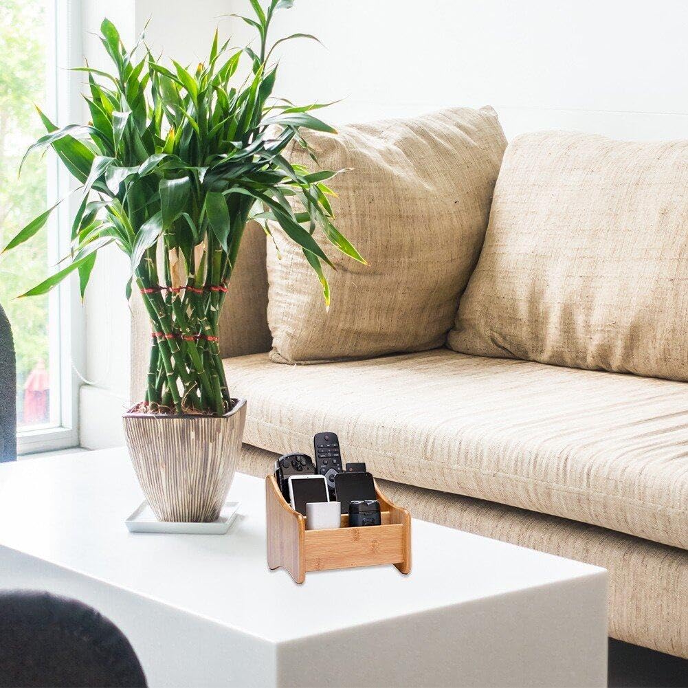 Soporte De Madera De Bambú para Control Remoto, Organizador De Inclusión De Recibos, Estante De Almacenamiento De Cosméticos para Hogar Y Oficina