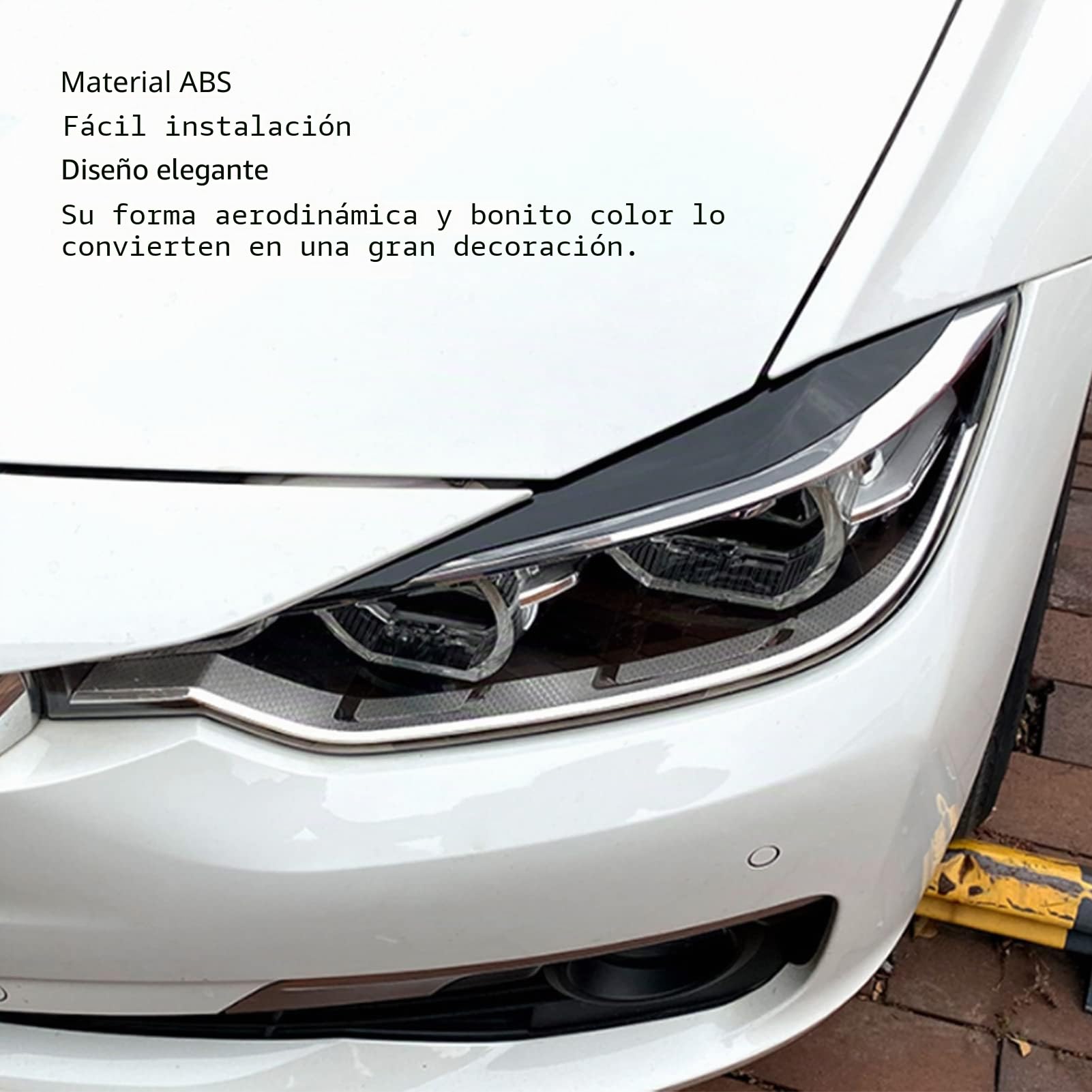 Cejas para Faros Delanteros de Coche, Faros Delanteros para Faros Delanteros, Pegatinas para Párpados de Cejas, Pegatinas para Coche, Embellecedor para Serie 3 F30 F31 2012-2018 (Negro brillante)