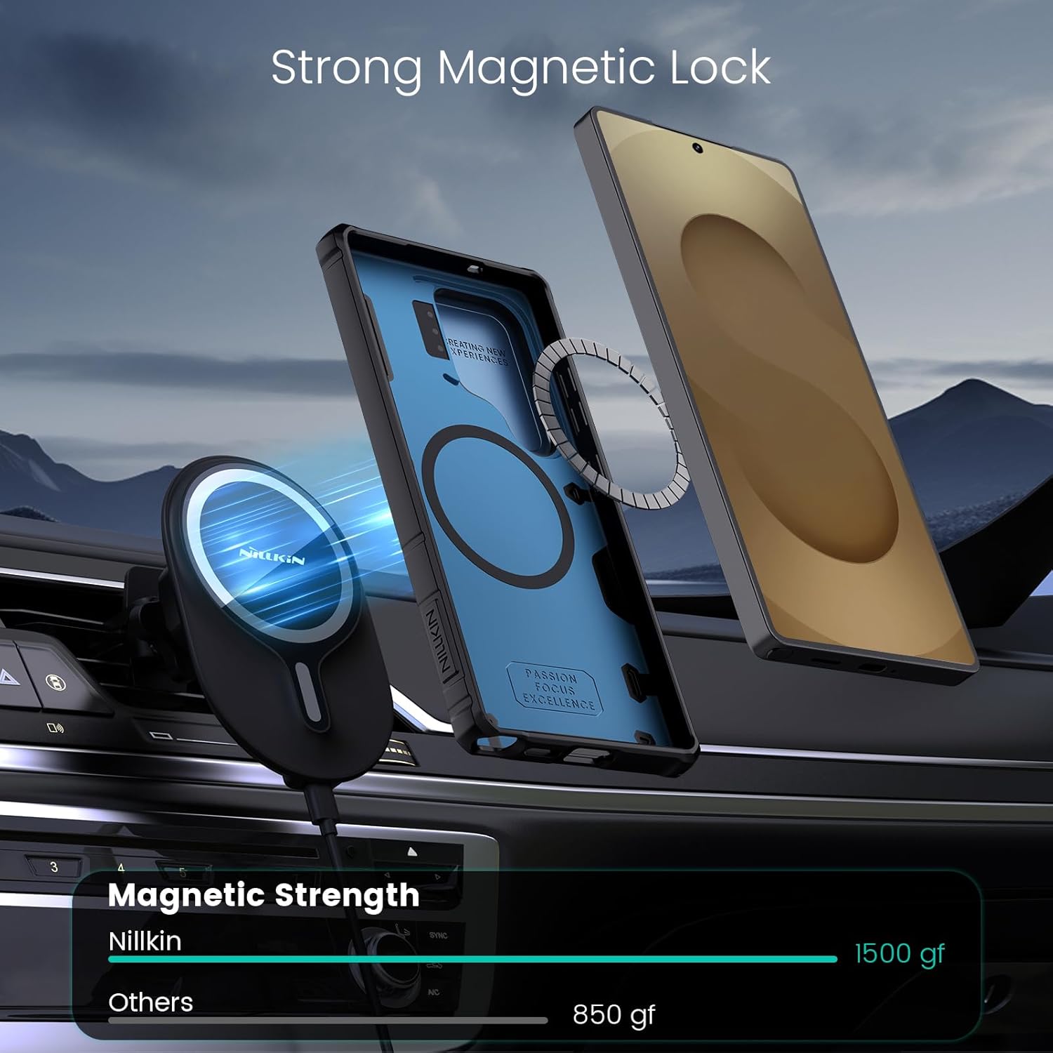 Nillkin Magnetic for Galaxy S25 Ultra Case, Compatible with MagSafe, Military-Grade Case with Camera Cover & Kickstand, Heavy Duty Magnetic Phone Case for Samsung Galaxy S25 Ultra, Blue