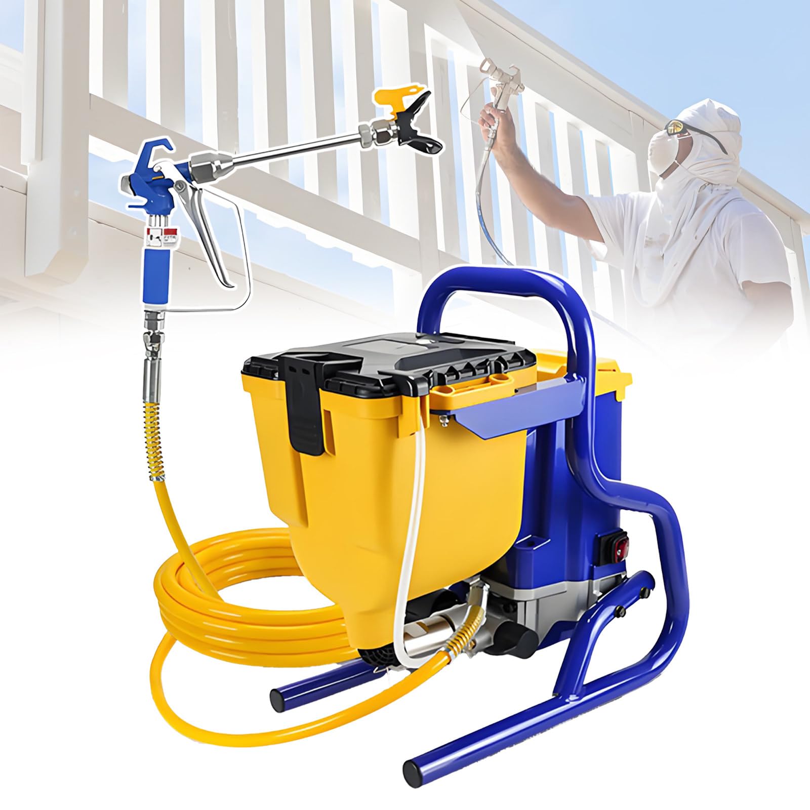 Pulverizador de pintura sin aire de alta presión de 850 W para emulsión y pinturas de látex a base de agua, incluye manguera de 5 m para paredes y vallas interiores/exteriores