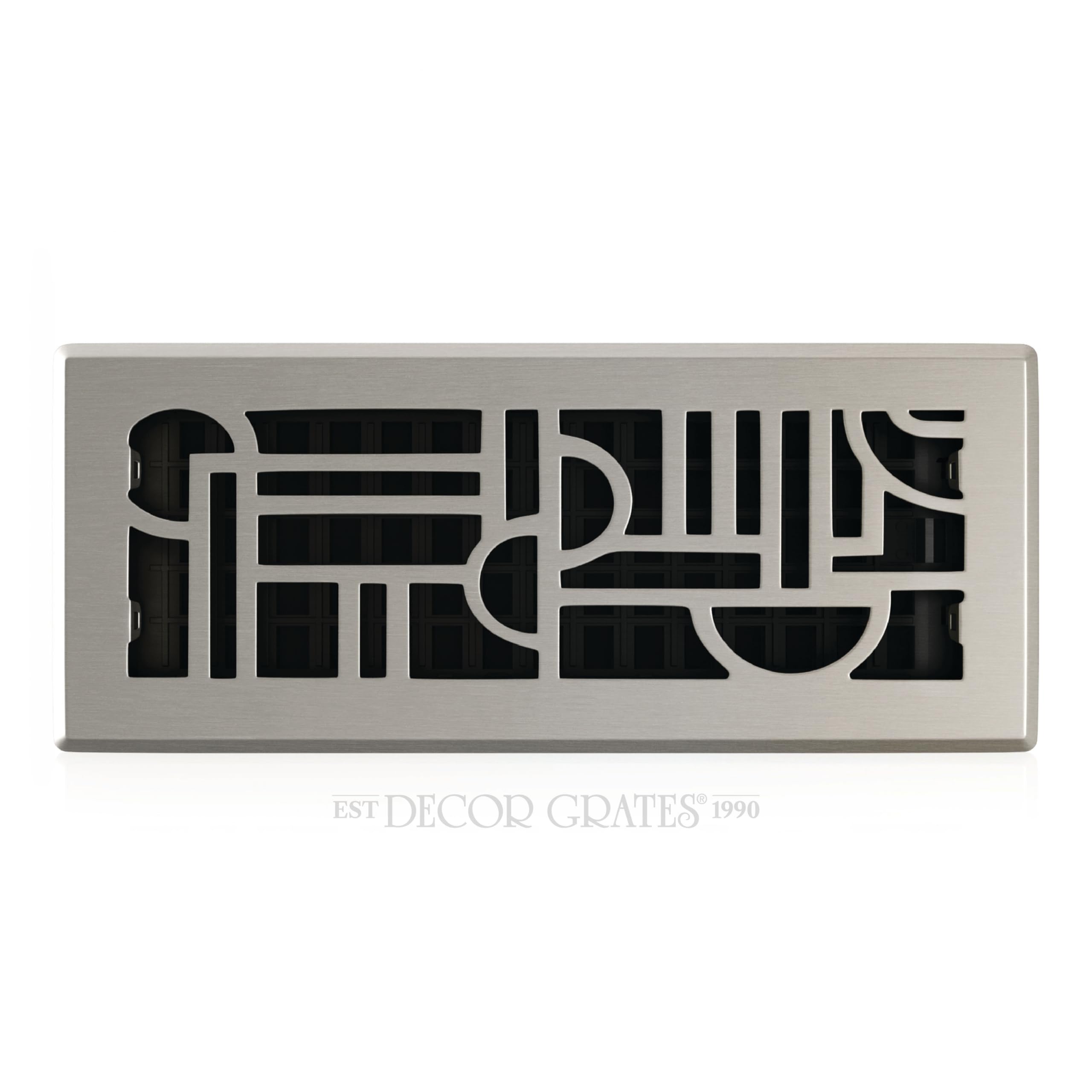 Decor Grates ADH412-NKL Art DECO Floor Register, Brushed Nickel, 4-Inch By 12-Inch