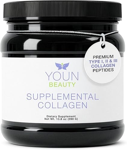 YOUN Beauty Polvo de colágeno suplementario por el cirujano plástico holístico, Dr. Anthony Youn, 30 porciones (sin sabor), péptidos multicolágeno
