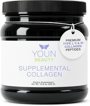 YOUN Beauty Supplemental Collagen Powder by Holistic Plastic Surgeon Dr. Anthony Youn, 30 Servings Unflavored Fortigel, Fortibone & Verisol Multi-Collagen Peptides for Skin Health