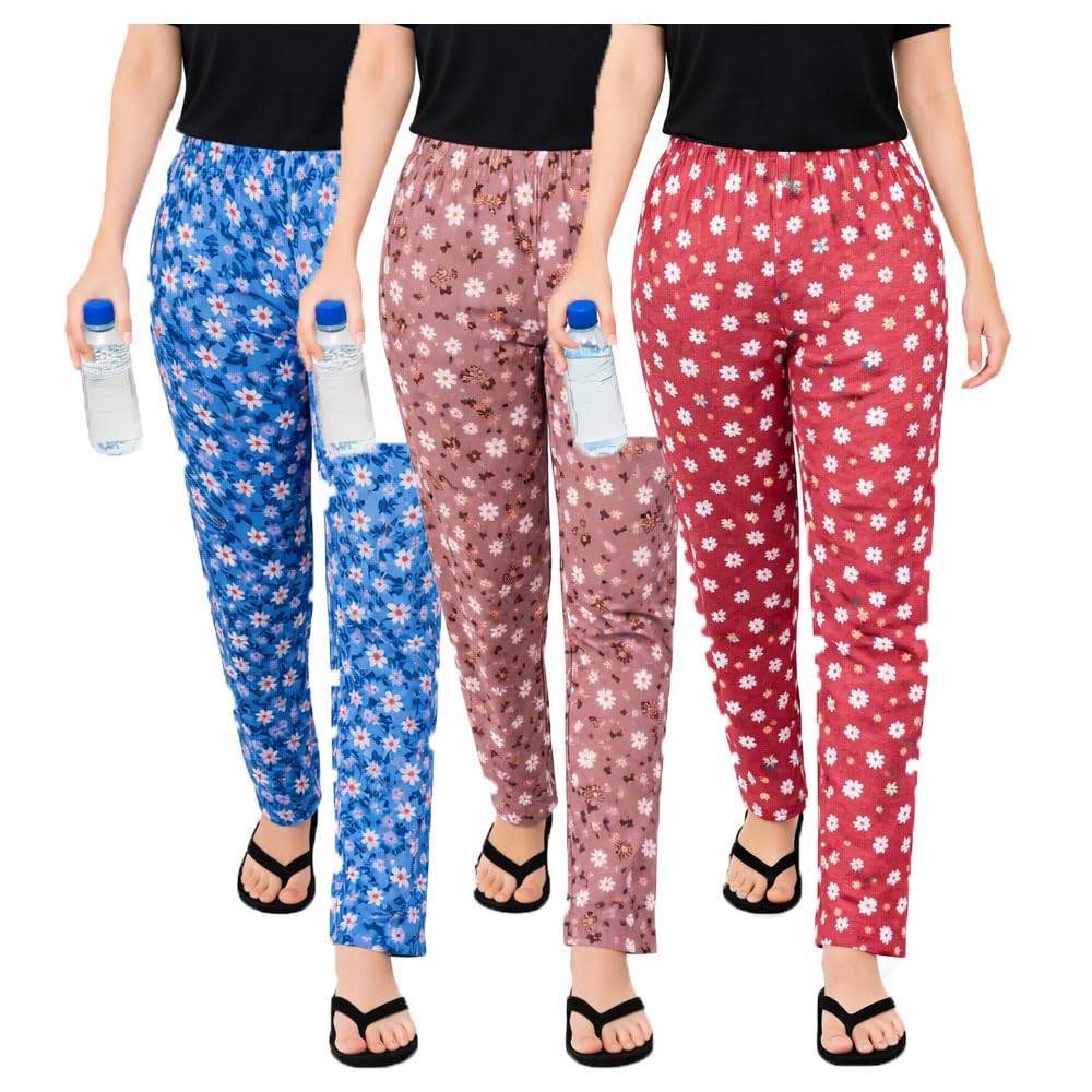 brand flex Women Pajama Pants | 100% Cotton Night Pants For Women (Prints May Vary) 3Pack-picture-3