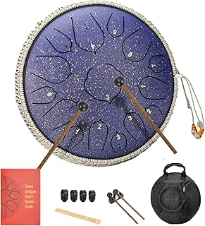 Steel Tongue Drum 14 Inches 15 Notes Hand Pan Drum Rain Drum Percussion for Meditation Yoga Musical Education for Adult& Kids(Lotus Purple)