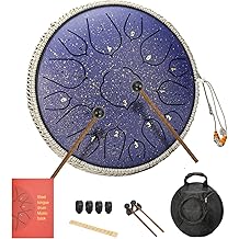 Steel Tongue Drum 14 Inches 15 Notes Hand Pan Drum Rain Drum Percussion for Meditation Yoga Musical Education (Lotus Purple)