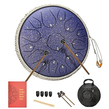 Steel Tongue Drum 14 Inches 15 Notes Hand Pan Drum Rain Drum Percussion for Meditation Yoga Musical Education for Adult& Kids(Lotus Purple)