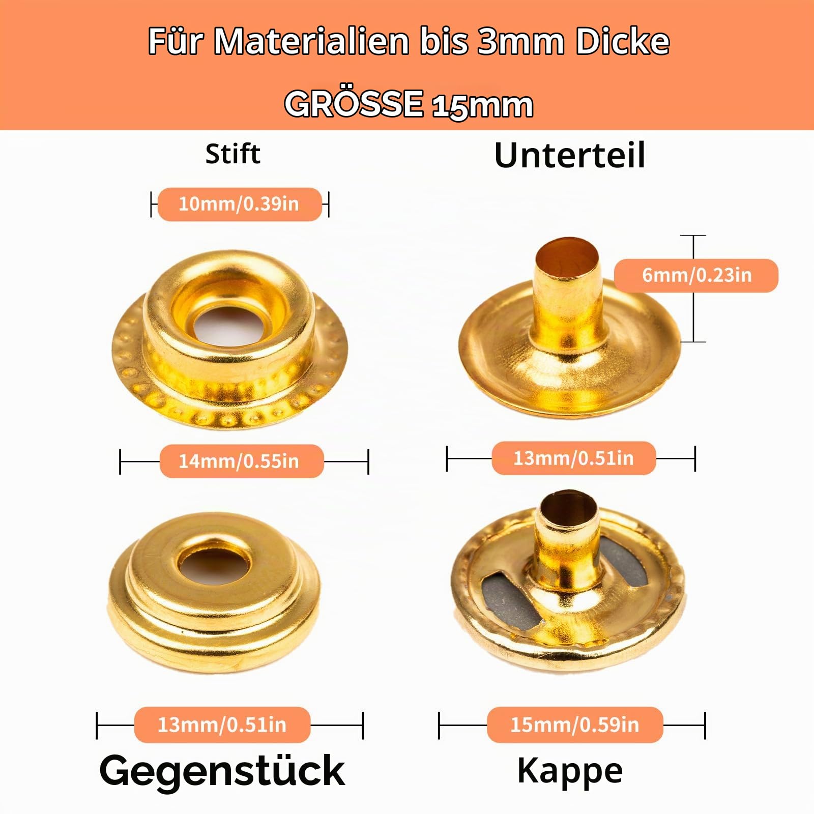 INNOVIO Druckknopf Set mit Zange – 80 Set Metall-Druckknöpfe (15mm) für Leder, Segeltuch, Jacken, Geldbörsen & Taschen – Perfekt für Handwerk & Reparaturen