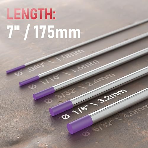 Miniatura 73 de YESWELDER - Electrodo de tungsteno para soldadura TIG, ceriado al 2%, de 1/16 x 7 pulgadas (gris, WC20/EWCe-2), paquete de 10