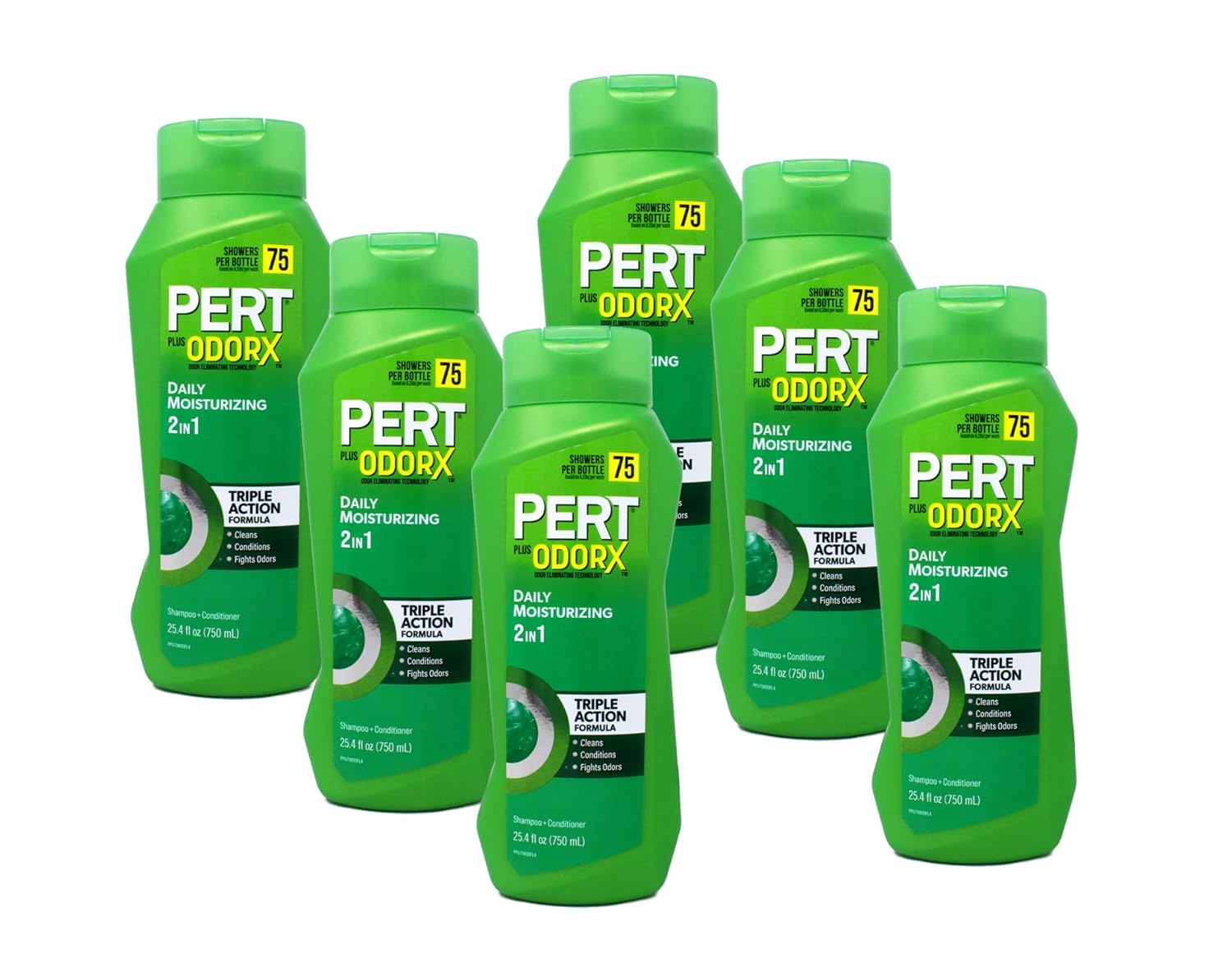 Pert Plus Classic Clean 2 in 1 Shampoo and Conditioner, Medium Conditioning Formula 25.4 fl oz (Pack of 6)