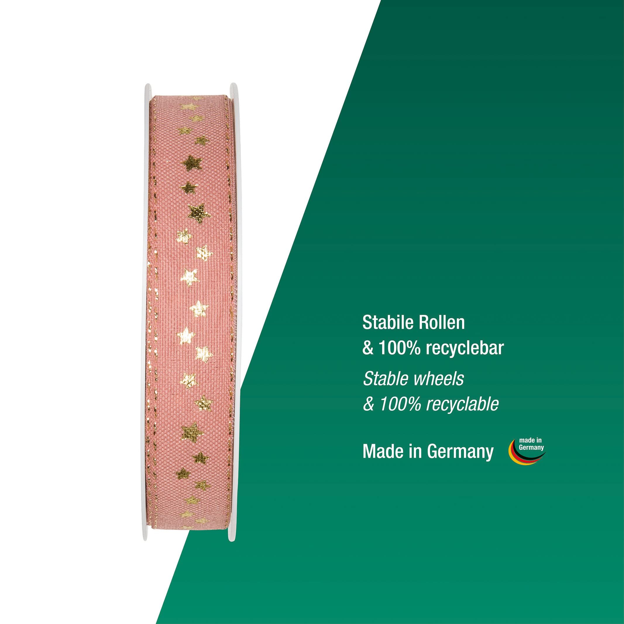 Halbach Seidenbänder 295 Stars Christmas Ribbon Polyester Pink 1.5 cm - Image 4